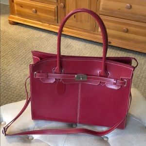 Like-New Red Wilson Leather Laptop Tote